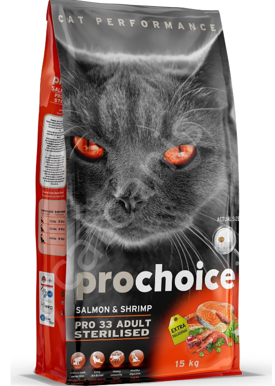 Pro Choice Pro 33 Sterilised Somonlu Karidesli Kedi Maması 15 Kg