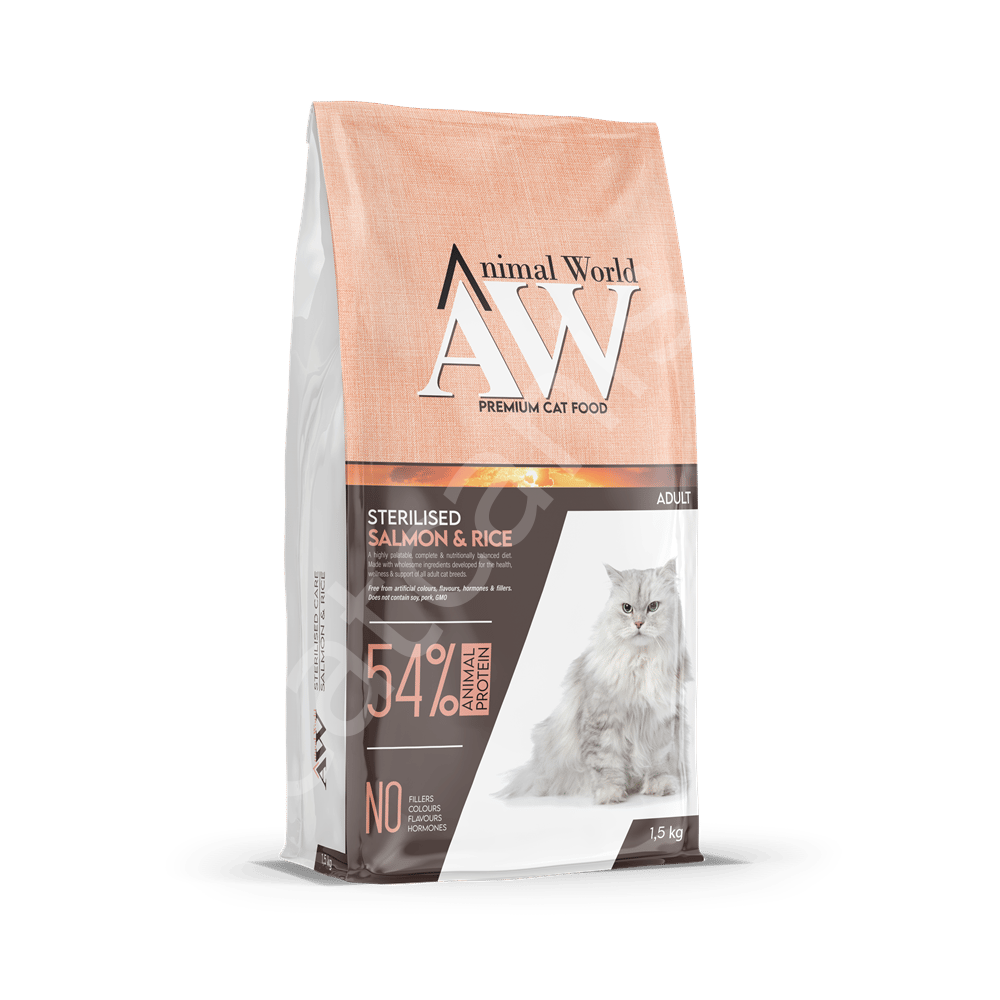 Animal World Somonlu Kısırlaştırılmış Kedi Maması 15 kg
