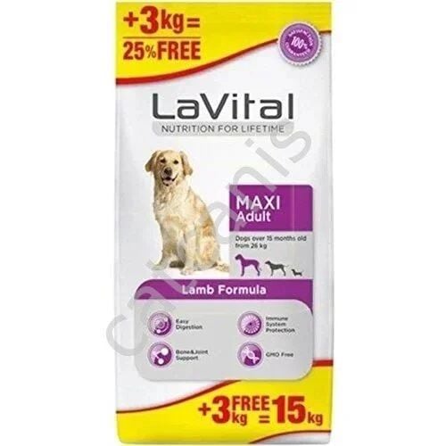 La Vital Maxi Adult Lamb Kuzulu Büyük Irk Yetişkin Köpek Maması 12+3 Kg