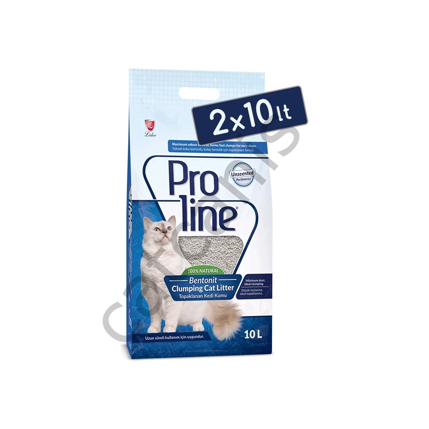 Pro Line Parfümsüz Topaklanan Kedi Kumu 10 Lt (2 Adet)