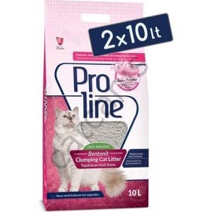 Pro Line Bebek Pudrası Kokulu Topaklanan Kedi Kumu 10 Lt (2 Adet)