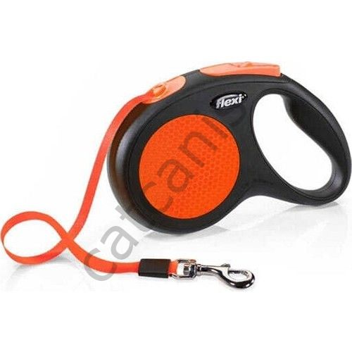 Flexi New Neon Medium 5m Otomatik Şerit Köpek Gezdirme Tasması - Turuncu (Max. 25 Kg)