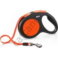 Flexi New Neon Medium 5m Otomatik Şerit Köpek Gezdirme Tasması - Turuncu (Max. 25 Kg)