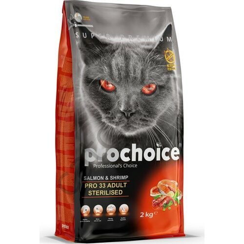Pro Choice Pro 33 Sterilised Somon ve Karidesli 2 kg Yetişkin Kedi Maması