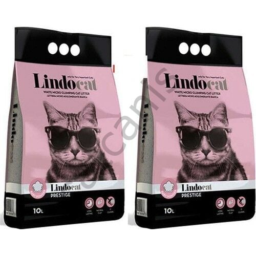 LindoCat Lindo Cat Pudra Kokulu Parfümlü Bentonit Topaklanan Ince Taneli Kedi Kumu 10 Lt 2 Adet
