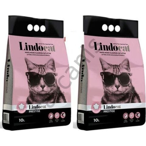 LindoCat Lindo Cat Pudra Kokulu Parfümlü Bentonit Topaklanan Ince Taneli Kedi Kumu 10 Lt 2 Adet