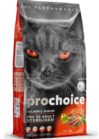 Pro Choice Pro 33 Sterilised Somonlu Karidesli Kedi Maması 15 Kg
