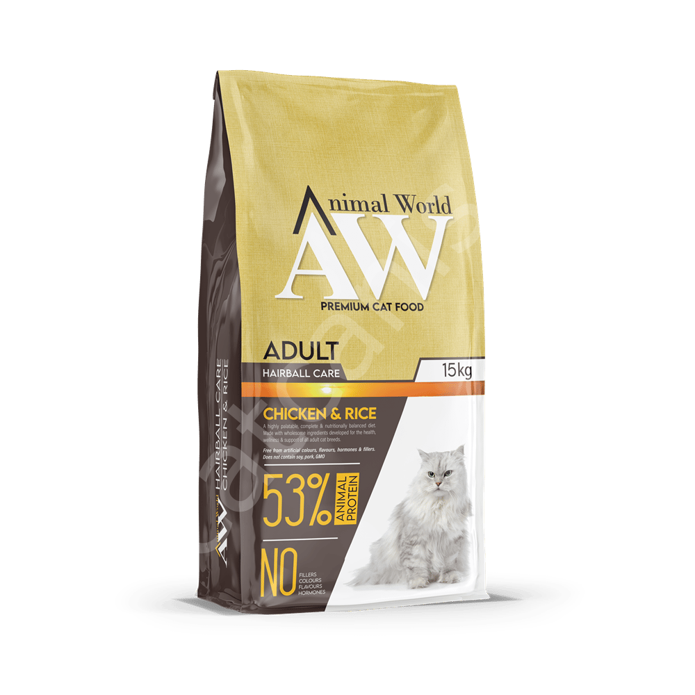 Animal World Hairball Tavuklu Tüy Yumağı Önleyici 15 kg Yetişkin Kedi Maması