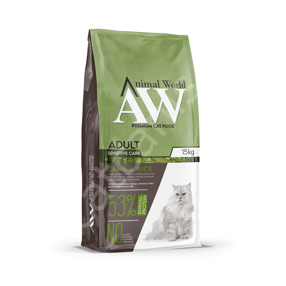Animal World Kuzu Etli Pirinçli Yetişkin Kedi Maması 15 kg