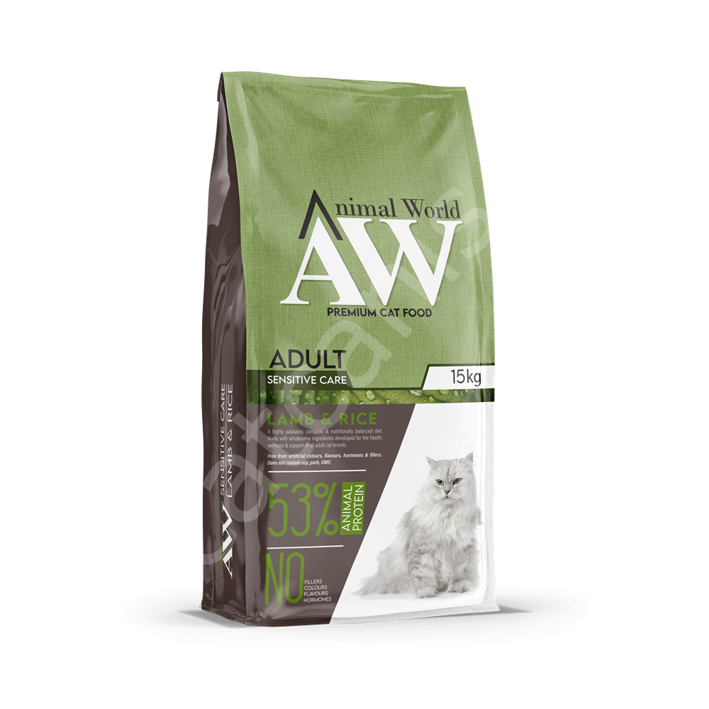 Animal World Kuzu Etli Pirinçli Yetişkin Kedi Maması 15 kg