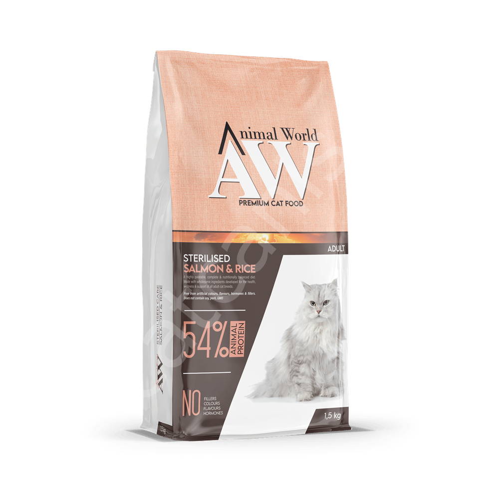 Animal World Somonlu Kısırlaştırılmış Kedi Maması 15 kg