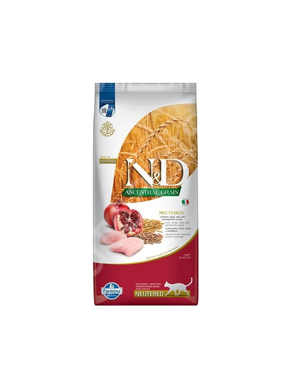 N&D Düşük Tahıllı Tavuklu ve Narlı Kısırlaştırılmış 10 kg Yetişkin Kedi Maması