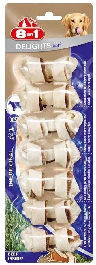 8in1 8 in 1 Delights Bones Biftekli Ağız Bakım Kemiği XS Boy 7'li 84 Gr